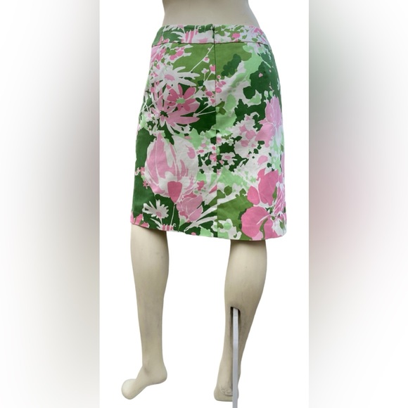 TALBOTS Multicolor Pink, Green & White Floral Canvas A-Line Midi Length Skirt, 8 - Picture 4 of 16